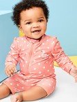 Simple Joys by Carter's Baby Mädchen 2-Pack 1-Piece Zip Rashguards Einteiliger Badeanzug, Marineblau Meereslebewesen/Pfirsich Punkte, 2 Jahre (2er Pack)