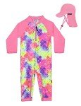 weVSwe Baby Kleinkind Sonnenhut UPF 50+ Schwimmkappe Klappe Nackenschutz Verstellbare Kinnriemen UV-Sonnenschutz Hüte, Fischschuppen-2, 12-24 Monate