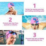 Badekappe, Silikon Badekappe, Schwimmkappe Bademütze für Damen und Herren, Silikon wasserdichte Schwimmhaube, Dehnbare & Bequeme Badehaube, Schutz Schwimmhaube Kinder 100% reißfest, Rosa