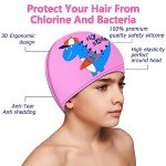 Badekappe, Silikon Badekappe, Schwimmkappe Bademütze für Damen und Herren, Silikon wasserdichte Schwimmhaube, Dehnbare & Bequeme Badehaube, Schutz Schwimmhaube Kinder 100% reißfest, Rosa