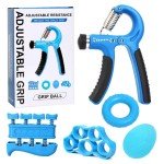 Hand Grip Strengthener Übungsset mit 5 Teilen, Handtrainer für Männer Frauen, Power Hand Grip Trainer, Finger Stretcher, Grip Ring, Stress Relief Ball, für Grip Krafttraining (Blau)