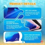 Winsyne 3 Stück Badekappe Kinder Jungen Mädchen, Unisex Schwimmkappe Silikon für Kleinkinder von 3–15 Jahren, wasserdichte Bademütze für Kurzes/Langes Haar um das Haar Trocken zu Halten-Mehrfarbig-01