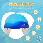 Winsyne 3 Stück Badekappe Kinder Jungen Mädchen, Unisex Schwimmkappe Silikon für Kleinkinder von 3–15 Jahren, wasserdichte Bademütze für Kurzes/Langes Haar um das Haar Trocken zu Halten-Mehrfarbig-01