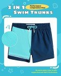 MaaMgic Badehose Jungen Badeshorts Kinder Schnelltrocknend Schwimmhose Kurze Swim Shorts für Kleine Boardshorts mit Kompression Taschen Verstellbare Tunnelzug MEHRWEG,Navy Königsblau,10-12 Jahre