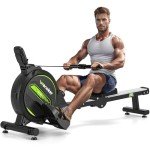 Wenoker Magnetisches Rudergerät, faltbar, für Zuhause, 160 kg Tragkraft, leise und glatt, mit Tablet-Halterung für LCD-Bildschirm und bequemes Sitzkissen
