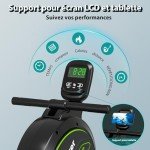 Wenoker Magnetisches Rudergerät, faltbar, für Zuhause, 160 kg Tragkraft, leise und glatt, mit Tablet-Halterung für LCD-Bildschirm und bequemes Sitzkissen
