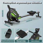Wenoker Magnetisches Rudergerät, faltbar, für Zuhause, 160 kg Tragkraft, leise und glatt, mit Tablet-Halterung für LCD-Bildschirm und bequemes Sitzkissen