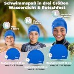 KIDVERSE Badekappe Kinder 6-9 Jahre - Badehaube Kinder mit Anti-Rutsch-Noppen für maximalen UV Schutz Schwimmhaube Kinder extra reißfest & wasserdicht - Schwimmkappe Kinder - Hellblau