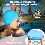 KIDVERSE Badekappe Kinder 6-9 Jahre - Badehaube Kinder mit Anti-Rutsch-Noppen für maximalen UV Schutz Schwimmhaube Kinder extra reißfest & wasserdicht - Schwimmkappe Kinder - Hellblau