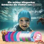 KIDVERSE Badekappe Kinder 6-9 Jahre - Badehaube Kinder mit Anti-Rutsch-Noppen für maximalen UV Schutz Schwimmhaube Kinder extra reißfest & wasserdicht - Schwimmkappe Kinder - Hellblau