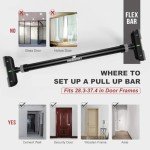 RHINOSPORT Klimmzugstange Türrahmen ohne Schrauben mit Neues Drehbares Zahnradschloss, Klimmzugstange verstellbar 69-92 cm (27.1in-36.2in), Tragkraft bis 200 Kg Pull Up Bar Schwarz
