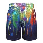 Lollisy Jungen-Badehose, schnelltrocknend, Badeshorts für Kinder, Jungen, Boardshorts, Strand, Surfen, Bademode, 3–16 Jahre, Ink Splash 10a, 7-8 Jahre