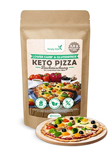 Simply Keto Lower Carb* & Keto Pizza Backmischung - Für 2x Pizza oder 1x Pizzablech - Nur 2,8g Kohlenhydrate pro 100g - Vegan Protein - Glutenfrei & Kalorienarm - 290g