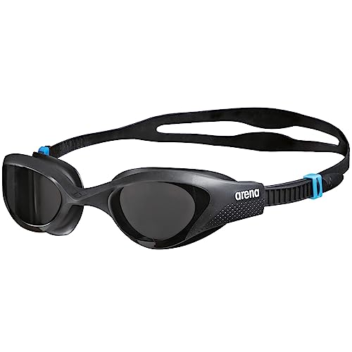 Arena The One Anti-Beschlag Schwimmbrille Unisex für Erwachsene, mit Breiten Gläsern, UV-Schutz, Selbstjustierender Nasensteg, Orbit-Proof Dichtungen, Schwarz (Smoke-Grey-Black), Einheitsgröße