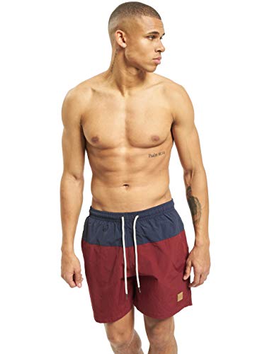 Urban Classics Herren Badehose Block Swim Shorts navy/burgund M