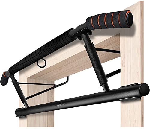 AthleticPro - Klimmzugstange Türrahmen -Wandmontage- Stark belastbare Pull up bar [bis 200 KG]- Türreck ohne Aufbau - 20 cm höher im Rahmen - Auch für Dips&Push Ups