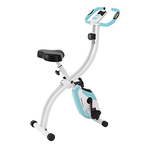 Ultrasport F-Bike 150, Fahrradtrainer, Fitnessbike, LCD-Trainingscomputer, faltbarer Heimtrainer, Herzfrequenzmessung, 8 Widerstandsstufen, maximale Benutzergewicht 110 kg, Höhenverstellbarer, Minze