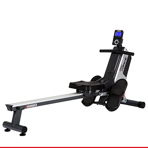 HAMMER Rudergerät Pro Force - platzsparendes, leichtes & hocheffektives Ausdauergerät mit 20 Trainingsprogrammen und Tablet-Halterung, bis 120 kg Nutzergewicht
