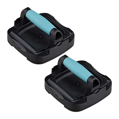 Relaxdays Liegestützgriffe 2er Set, 2in1 Liegestützhilfen & Bauchtrainer, vielseitig, Push Up Griffe mit Rollen, schwarz