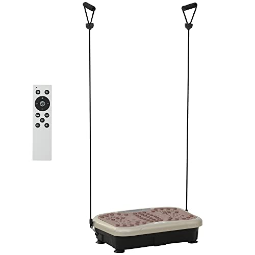 HOMCOM Vibrationsplatte Vibrationstrainer Vibrationsgerät Fitnesstrainer LED-Anzeige USB-Lautsprecher Trainingsbänder Fernbedienung
