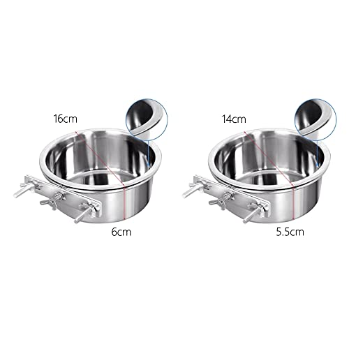 Hanging Stainless Steel Bowl for Kennel Cage, 2 Pcs