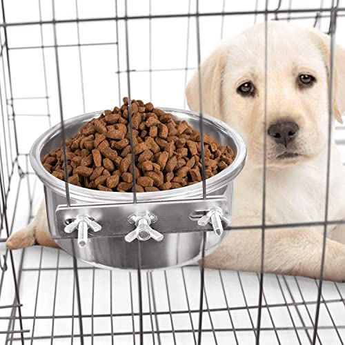 Hanging Stainless Steel Bowl for Kennel Cage, 2 Pcs