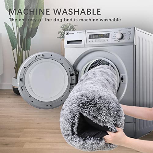 Medium Calming Fluffy Dog Bed: Jaspuriea Deluxe Plush