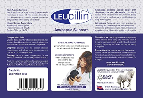 Leucillin Natural Antiseptic Spray | for Itchy Skin, Wound Care | 150ml