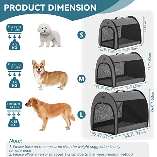 Soft Dog Crate, Arch Design, Collapsible, Grey