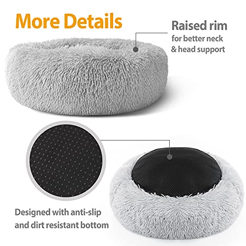 Plush Donut Dog Bed, Calming Round Cuddler