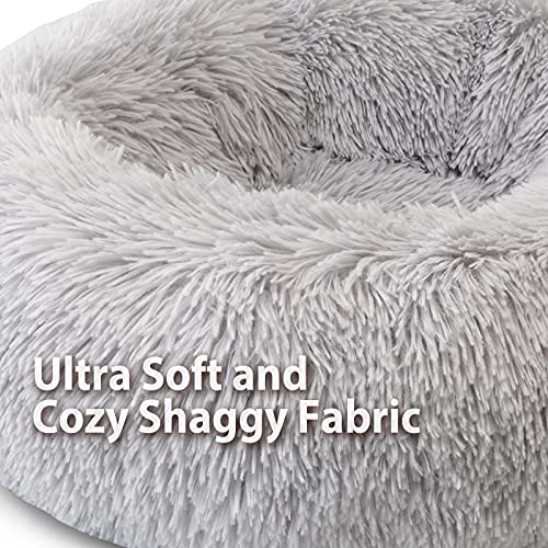Plush Donut Dog Bed, Calming Round Cuddler