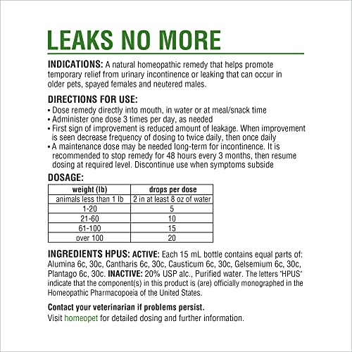 Dogs' Urinary Incontinence Relief: HomeoPet Leaks No More
