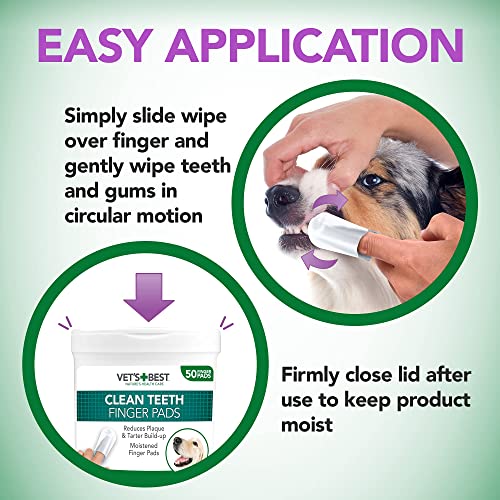 Vet's Best Dental Care Finger Wipes | Freshens Breath