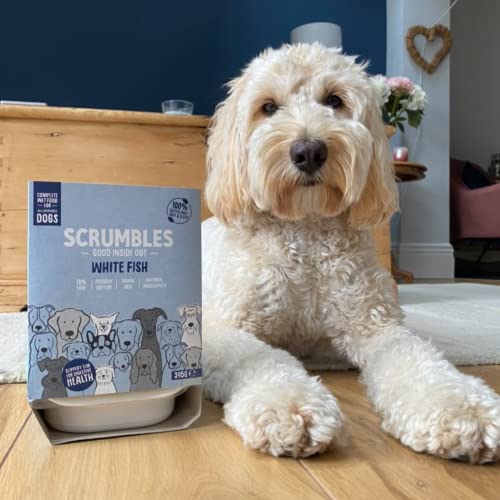 Scrumbles Grain-Free Wet Dog Food, 70% White Fish, 7x 395g