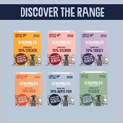 Scrumbles Grain-Free Wet Dog Food, 70% White Fish, 7x 395g