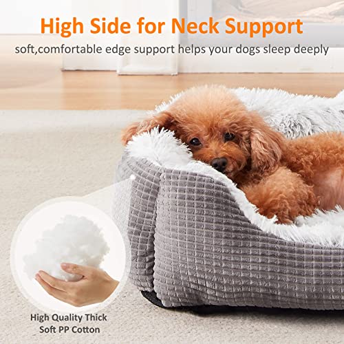 Soft Grey Flannel Dog Bed - Medium Size