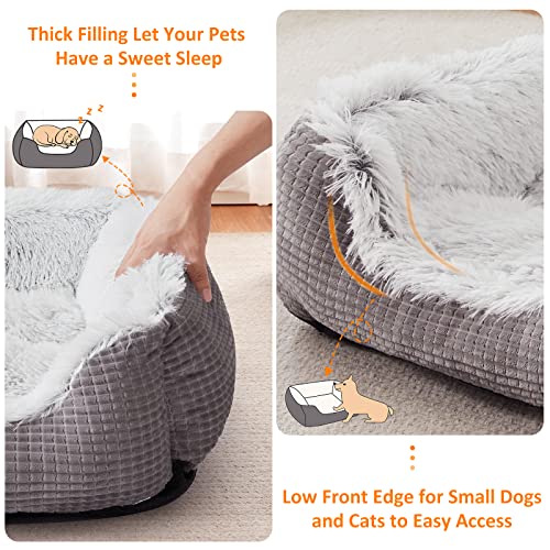 Soft Grey Flannel Dog Bed - Medium Size