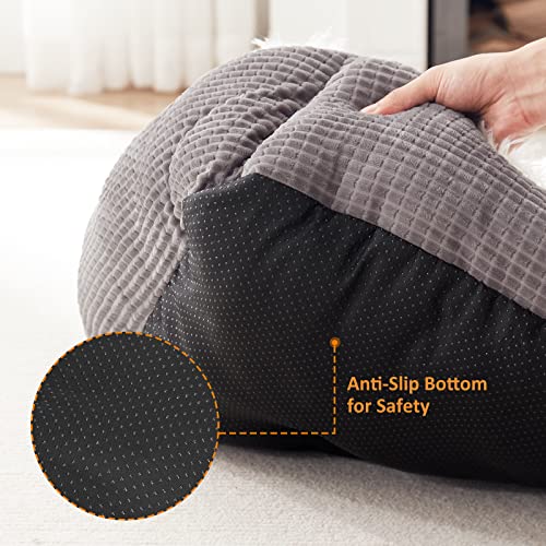 Soft Grey Flannel Dog Bed - Medium Size