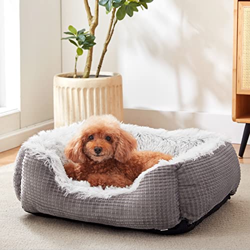 Soft Grey Flannel Dog Bed - Medium Size