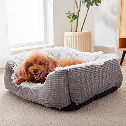 Soft Grey Flannel Dog Bed - Medium Size