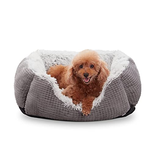 Soft Grey Flannel Dog Bed - Medium Size