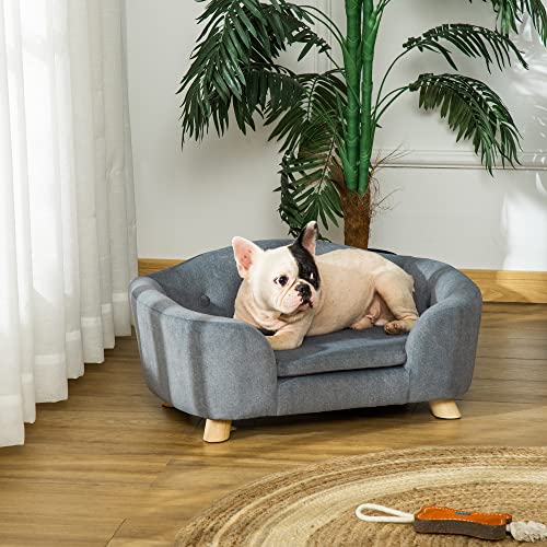 PawHut Grey Dog Sofa Bed for Small Dogs