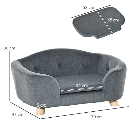 PawHut Grey Dog Sofa Bed for Small Dogs