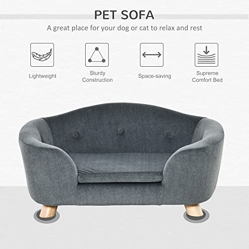 PawHut Grey Dog Sofa Bed for Small Dogs