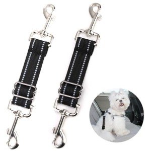 Reflective Dog Collar Clips - Nylon, Adjustable (Black)