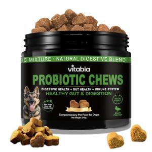 VITABIA Probiotics for Dogs - Gut Health, Anal Glands, Skin Relief (120 Chews)