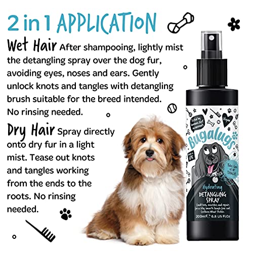 Bugalugs Dog Detangler Spray - Leave-In Conditioner for De-Matting
