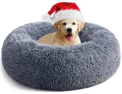 Fluffy Calming Donut Bed for Dogs and Cats