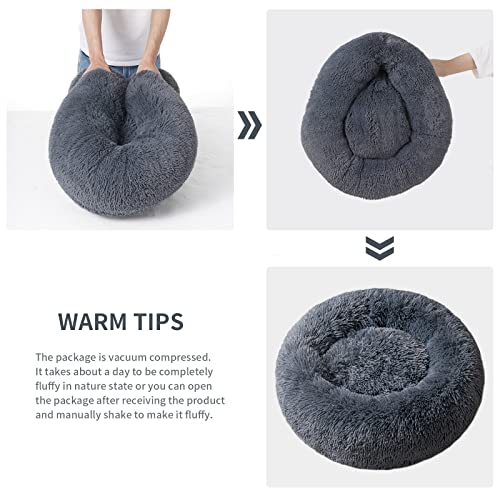 Fluffy Calming Donut Bed for Dogs and Cats