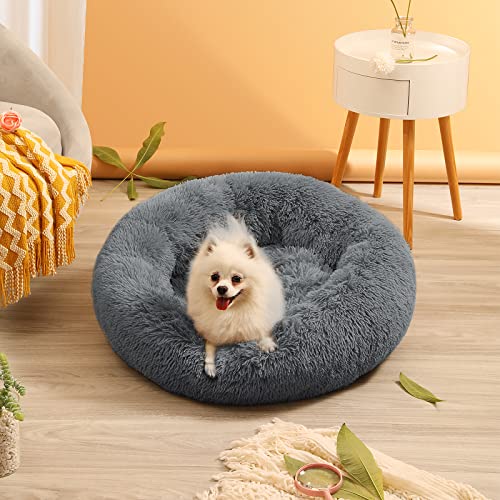 Fluffy Calming Donut Bed for Dogs and Cats